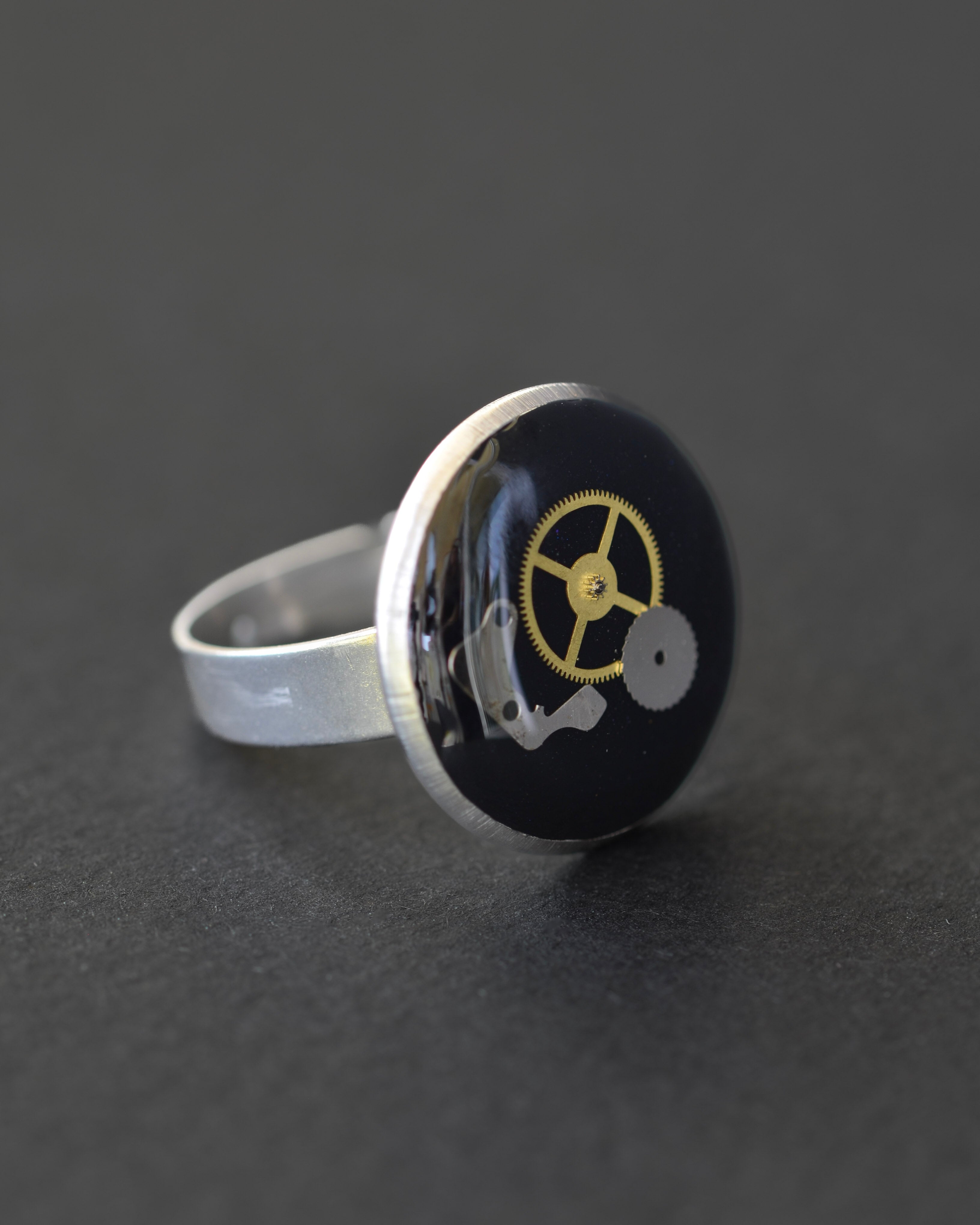 Obsidian Wheel Ring