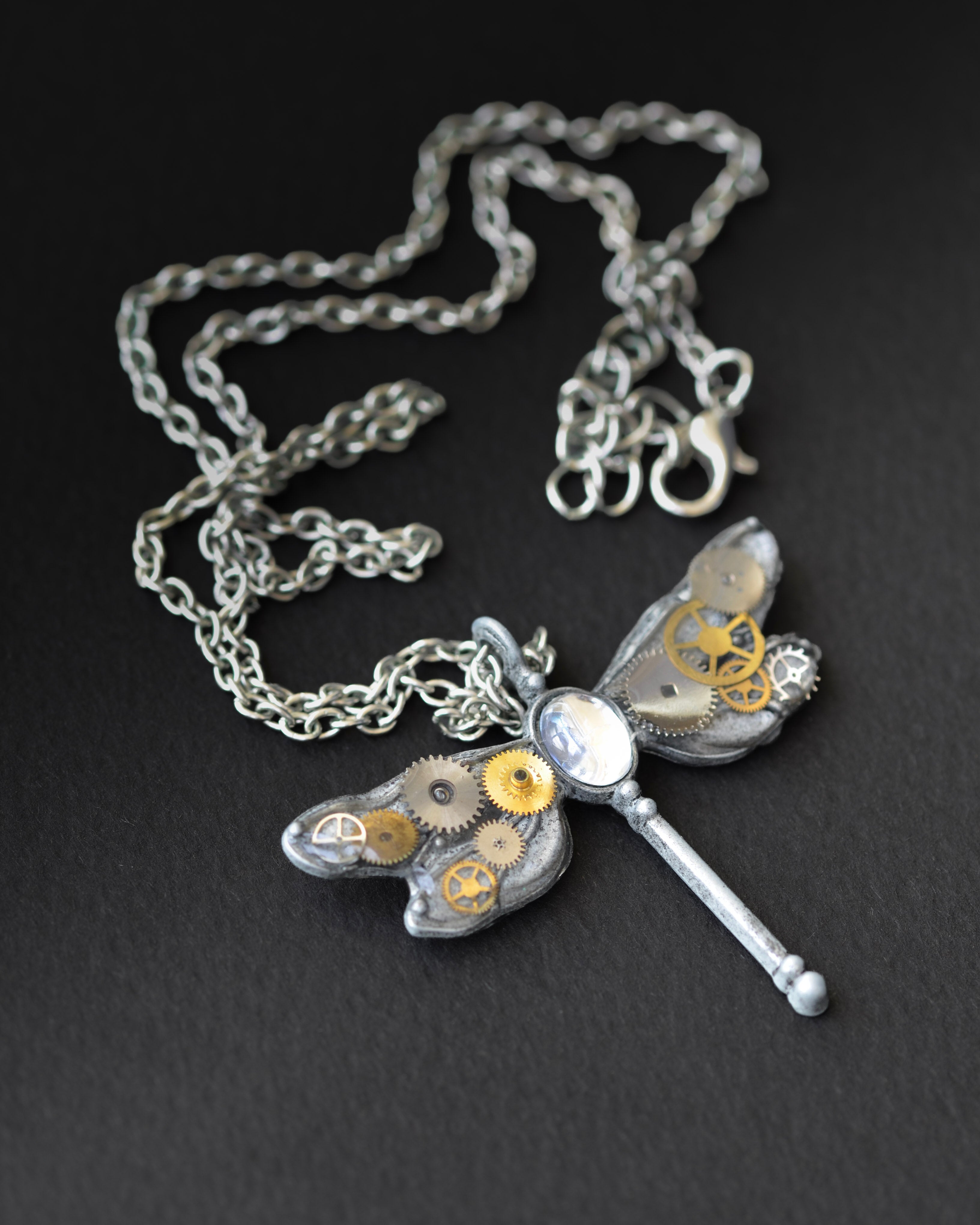Clockwork Dragonfly Necklace